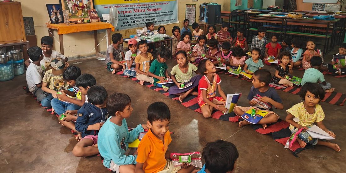 Children at a free class at the centre
